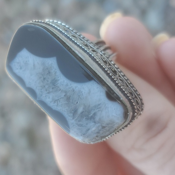 New Overzized Solar Quartz Agate 925 Silver Ring. - Picture 10 of 12